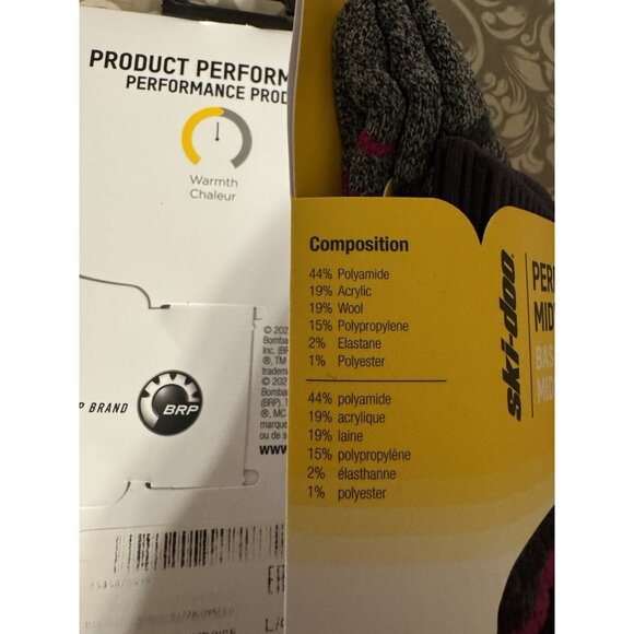 Ski-Doo Mens Raspberry Performance Midweight Snowmobile Socks Snocross Elastic - Picture 5 of 8